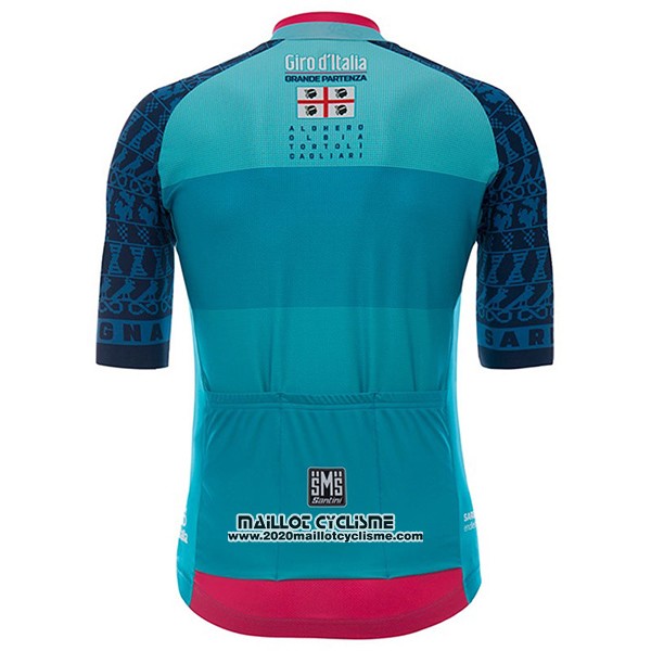 2017 Maillot Ciclismo Giro D'italie Sardegna Bleu Clair Manches Courtes et Cuissard